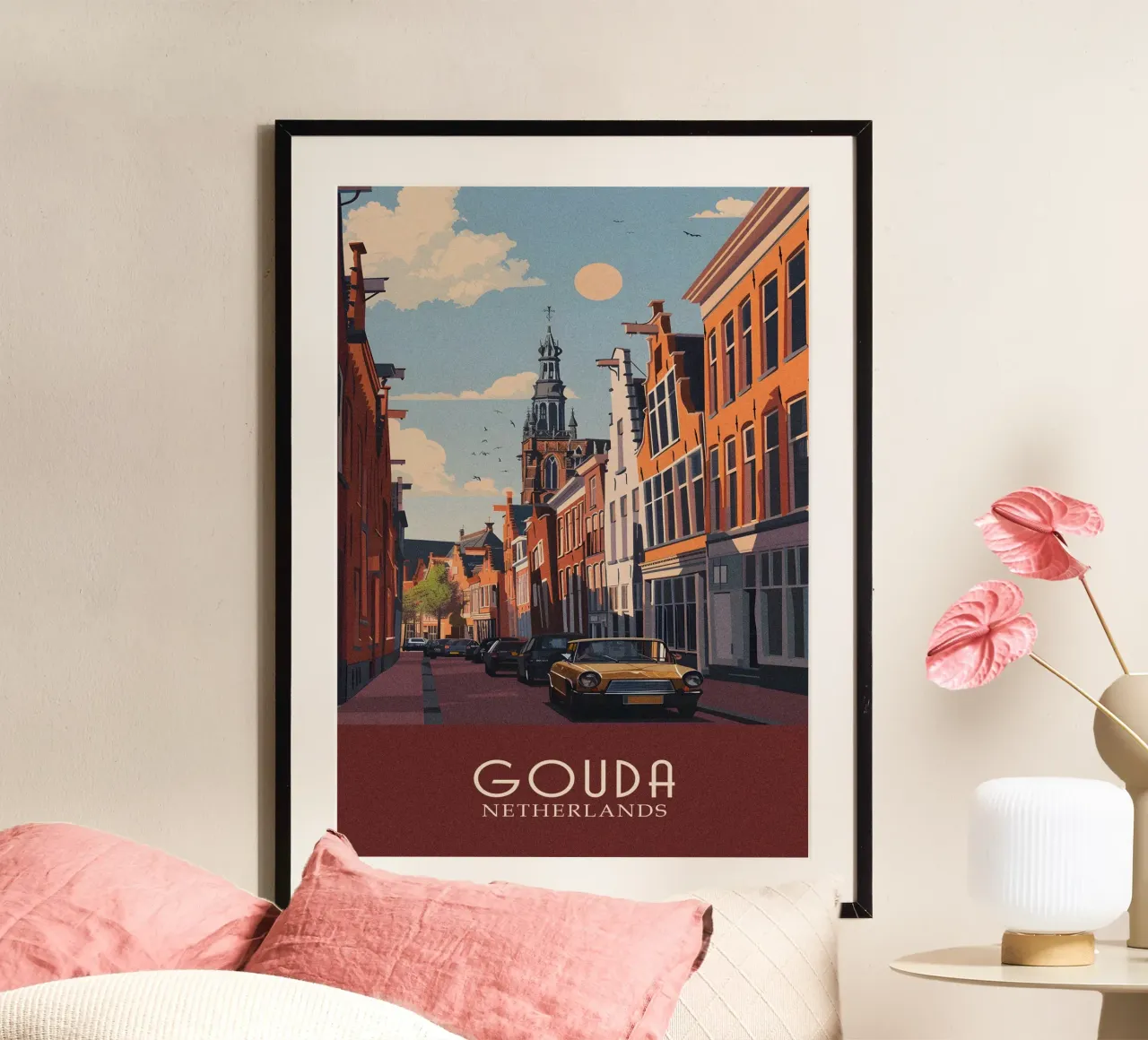 Gouda city Netherlands poster con telaio in plastica da Travelstudio