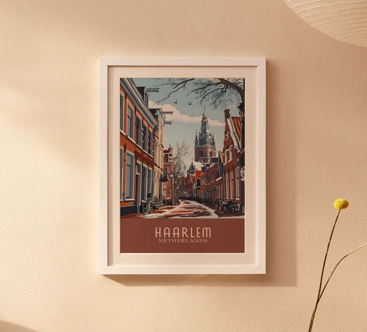 Haarlem city Netherlands poster con telaio in legno da Travelstudio