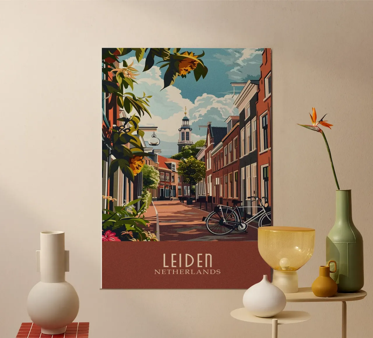 Leiden city Netherlands poster con telaio in alluminio da Travelstudio