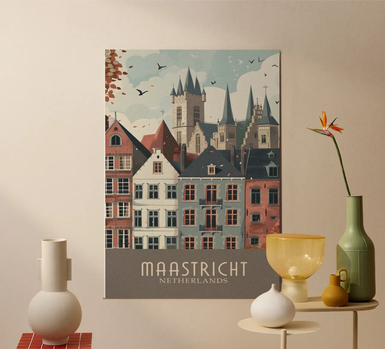 maastricht  city Netherlands poster con telaio in legno da Travelstudio