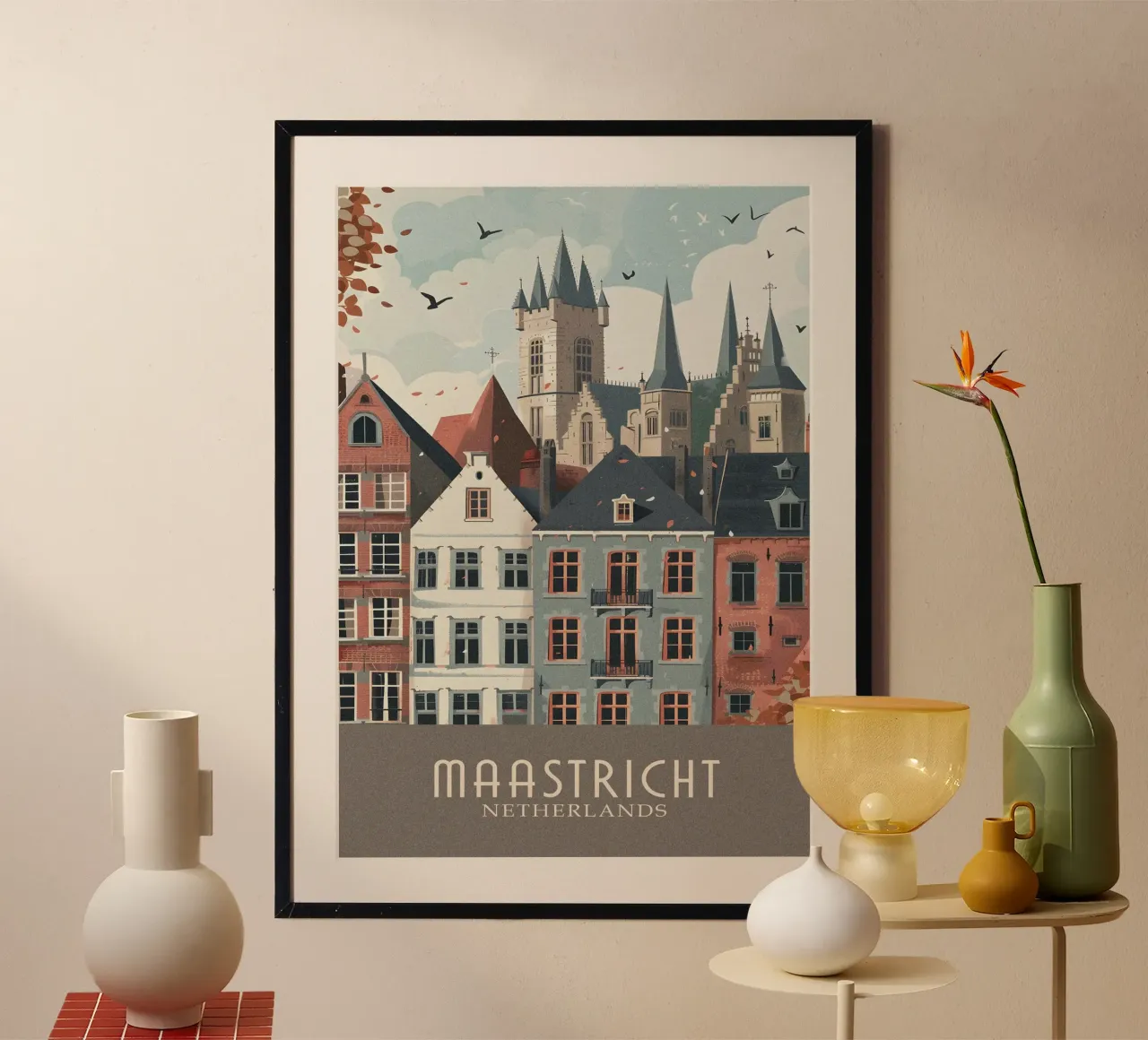 maastricht  city Netherlands poster con telaio in legno da Travelstudio