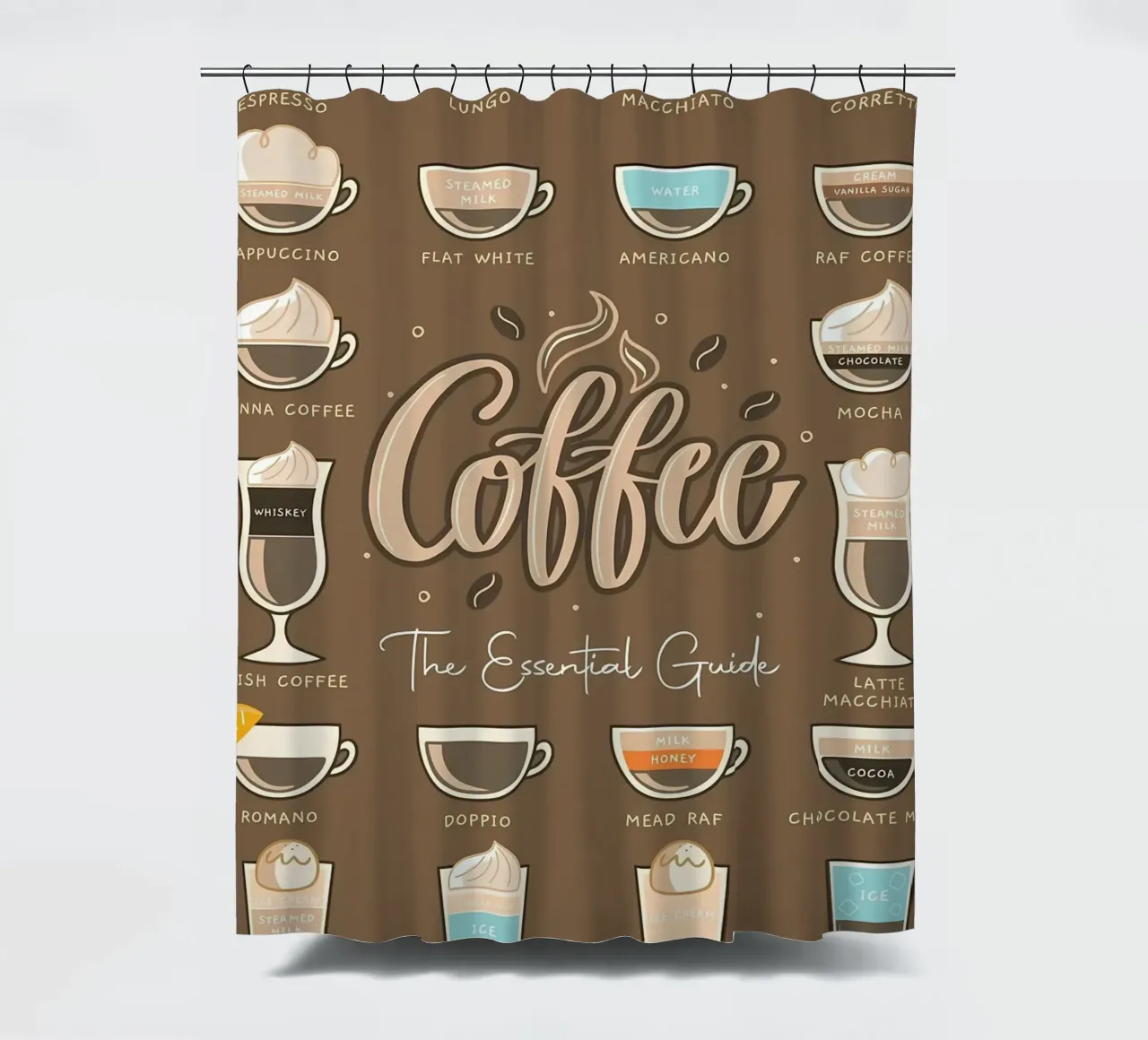 Best of coffee types shower curtain by Eames