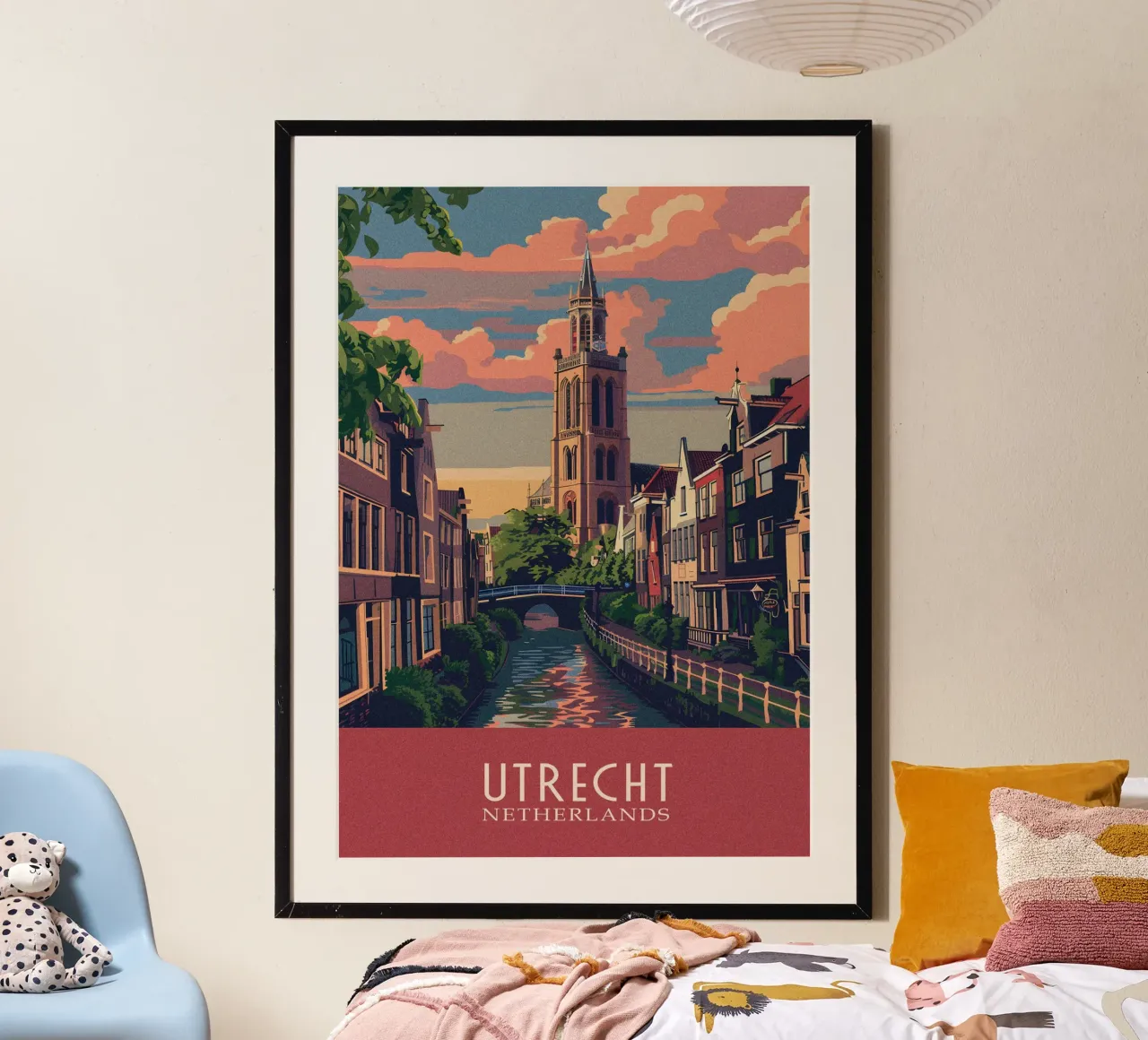 Utrecht city Netherlands poster con telaio in alluminio da Travelstudio