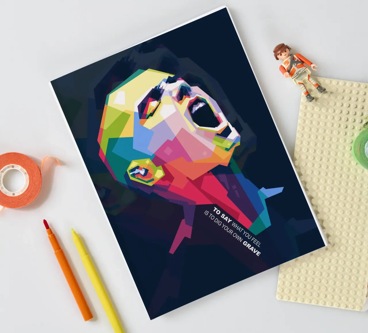 Sinead O' Connor in WPAP style notebook by Alkahfsmart