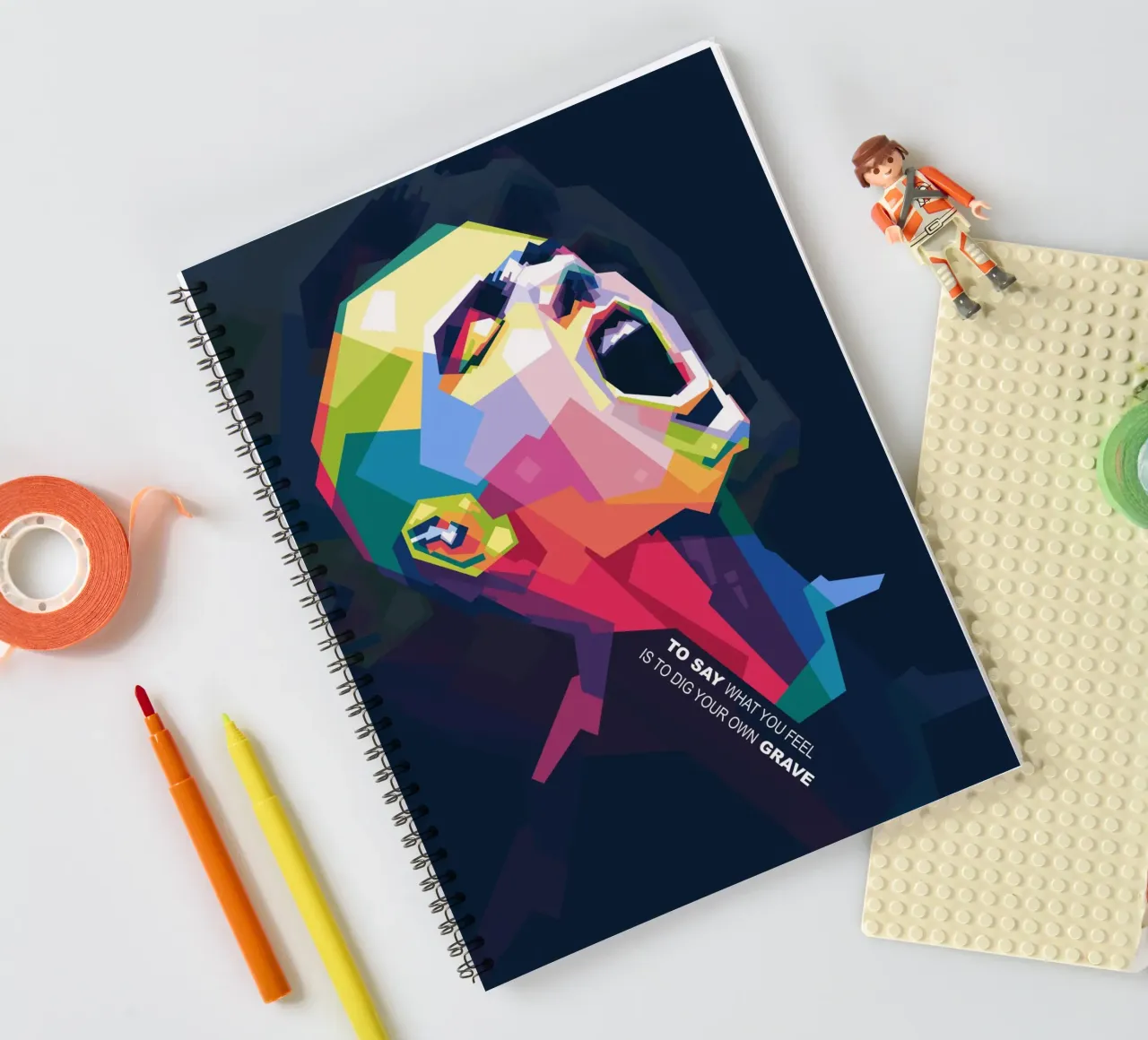 Sinead O' Connor in WPAP style spiral notebook by Alkahfsmart