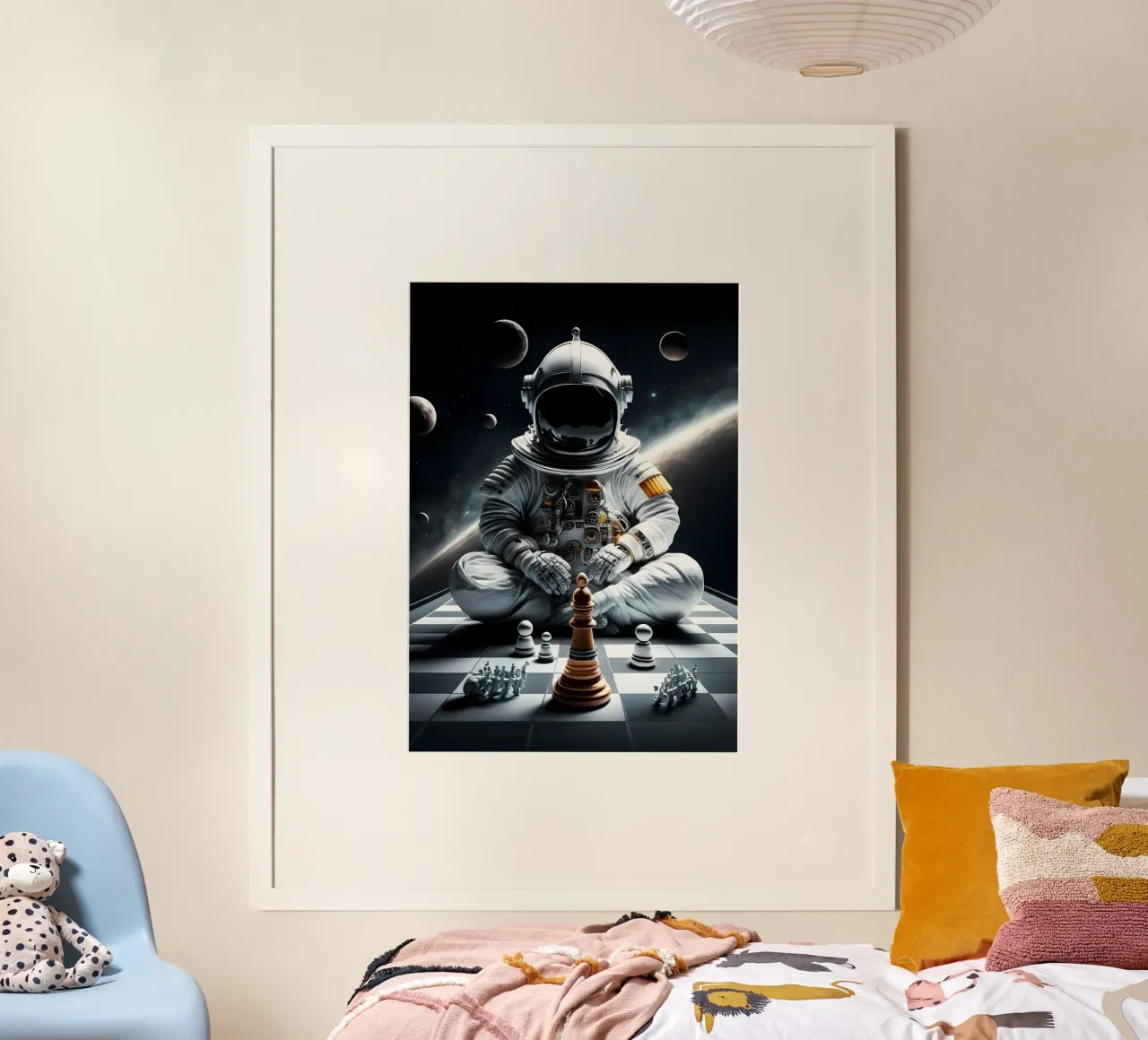 Scacco matto regale poster con telaio in alluminio da Stylianos