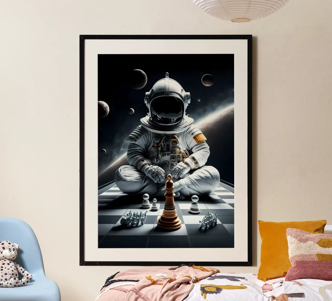 Scacco matto regale poster con telaio in alluminio da Stylianos