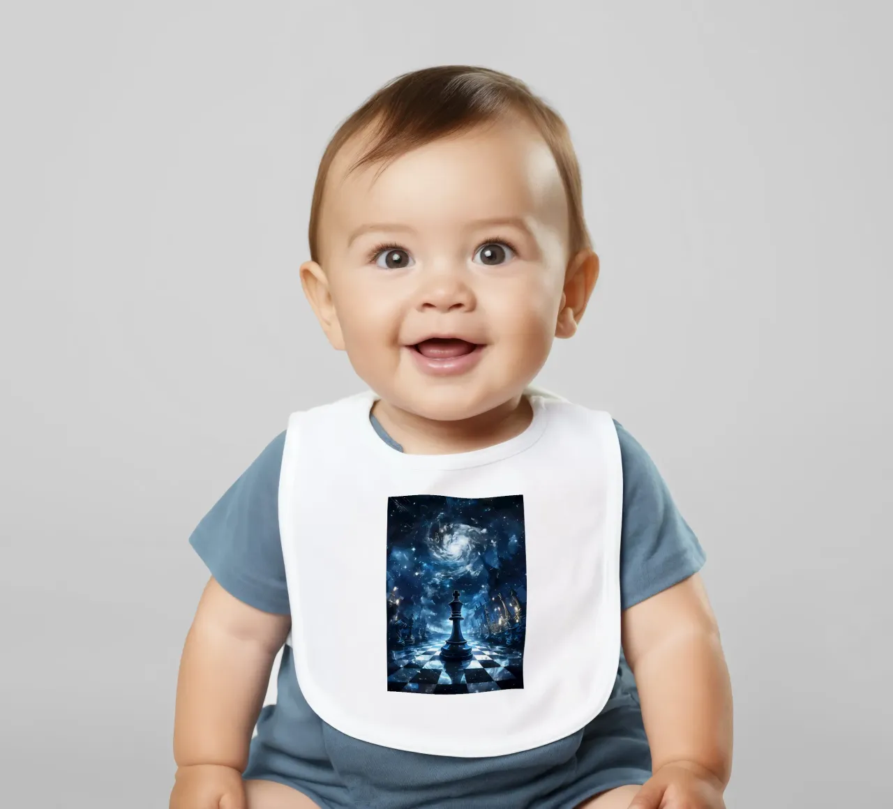 Chess King Funny Inspirational baby bib by Stylianos