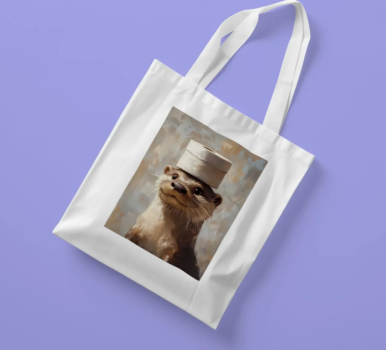 Otter met wc-hoed jute draagtas van Ginnery