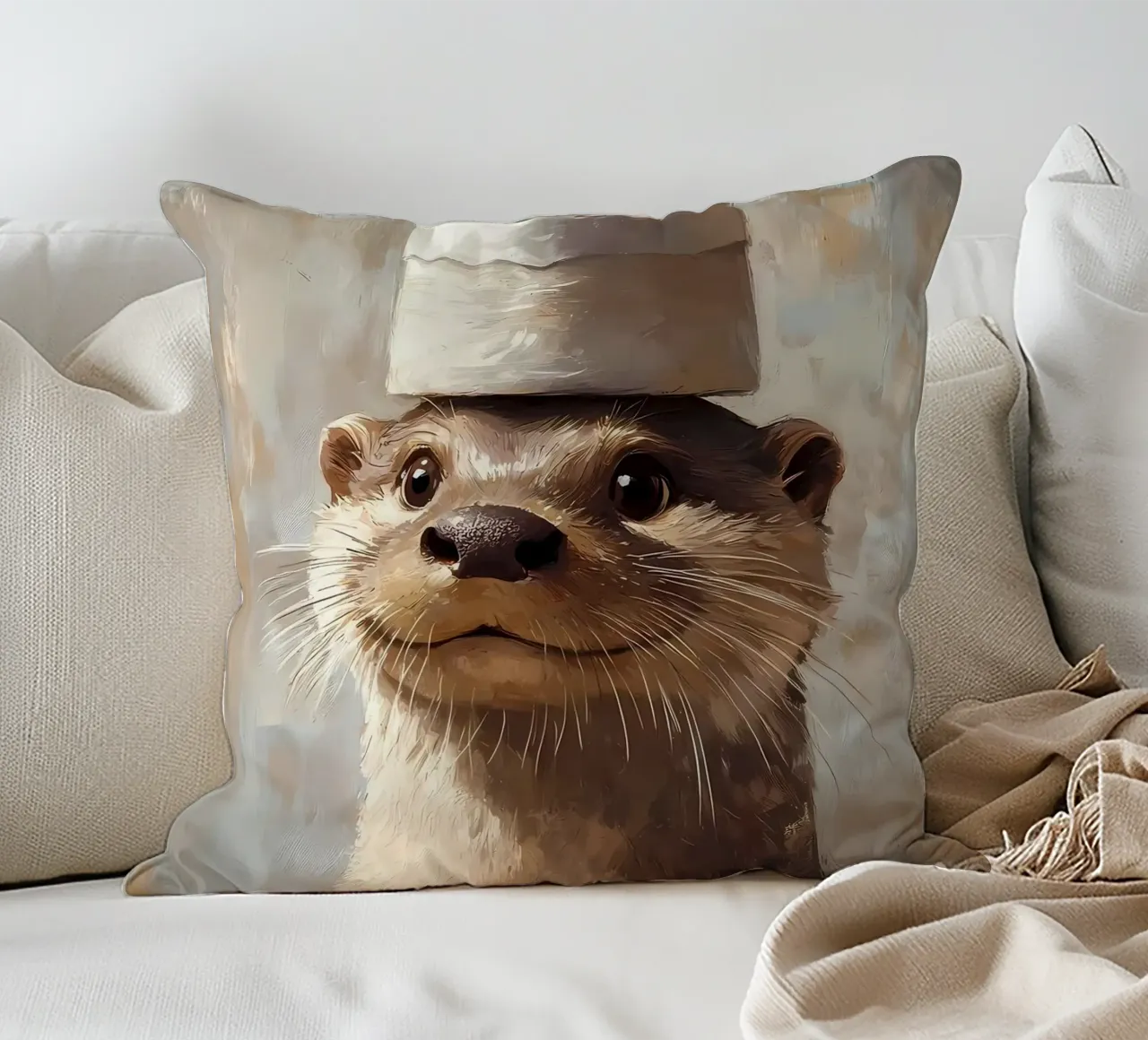 Otter met wc-hoed kussen van Ginnery