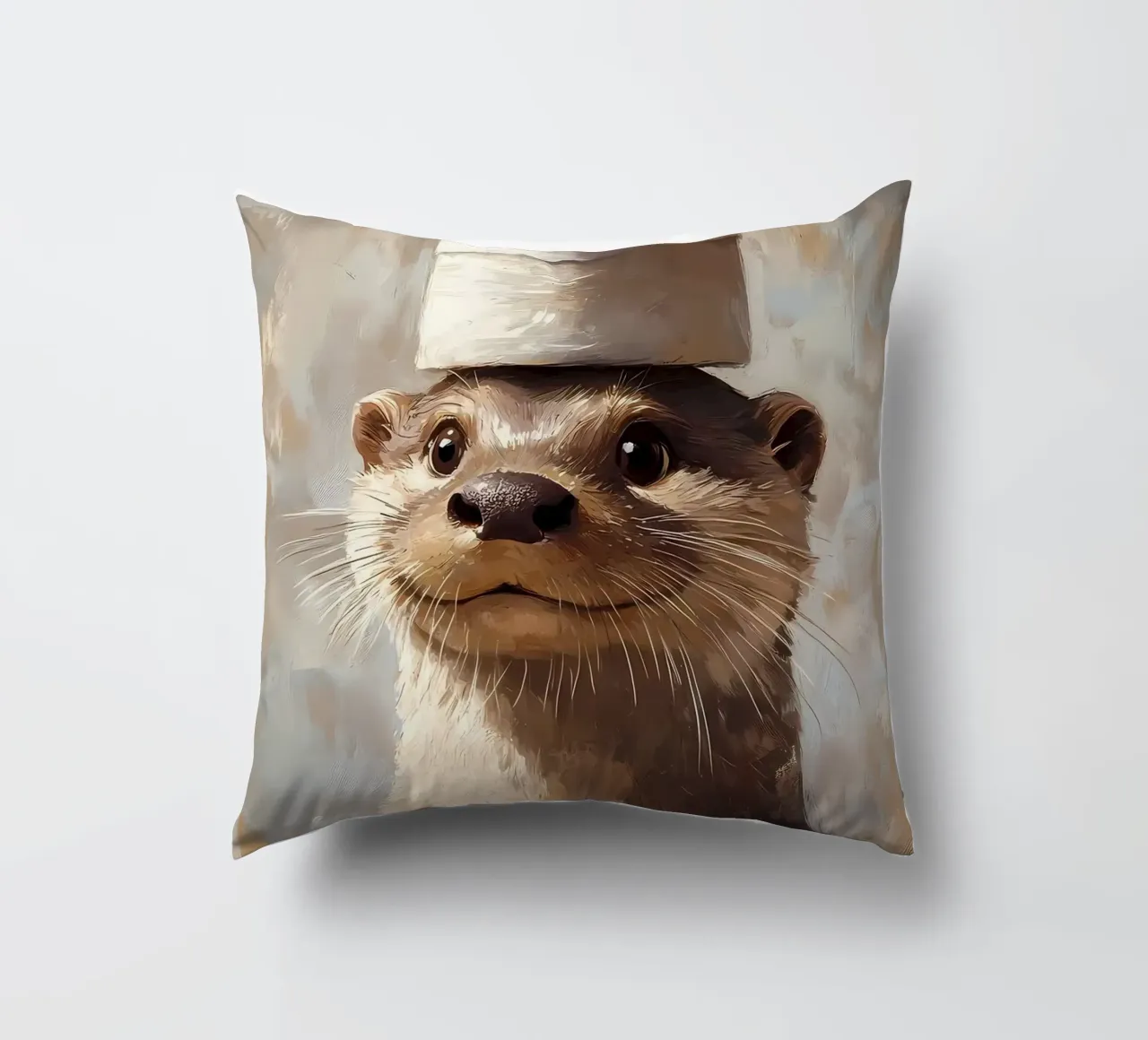 Otter met wc-hoed kussen van Ginnery