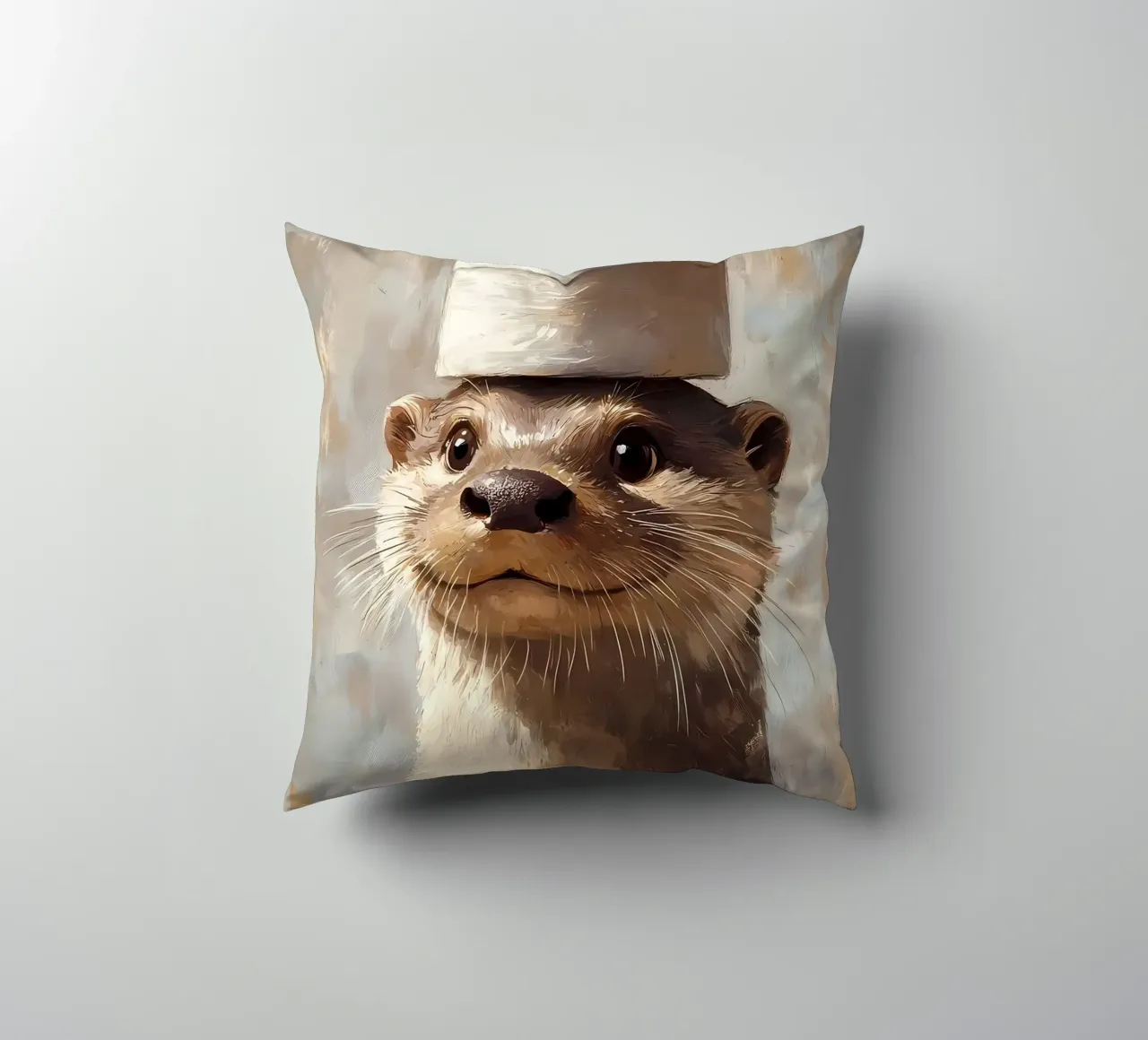 Otter met wc-hoed kussen van Ginnery