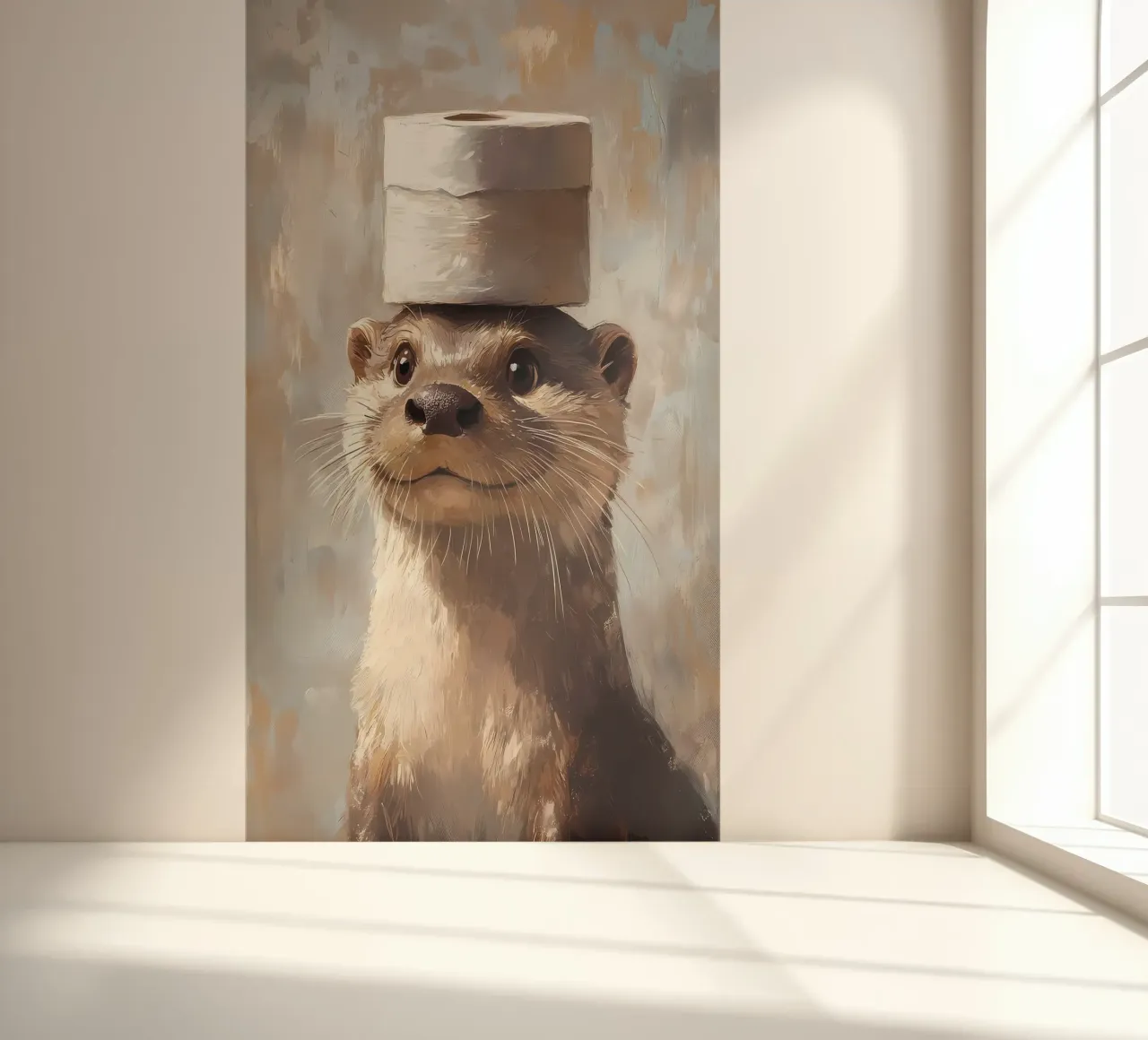 Otter with Toilet Paper Hat photo wallpaper by Ginnery
