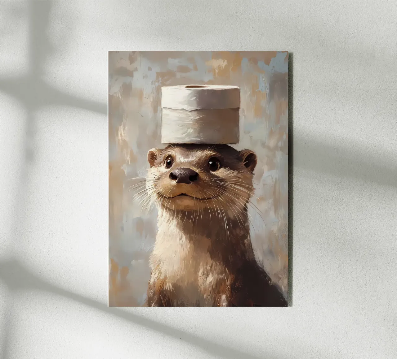 Otter with Toilet Paper Hat alu-dibond by Ginnery