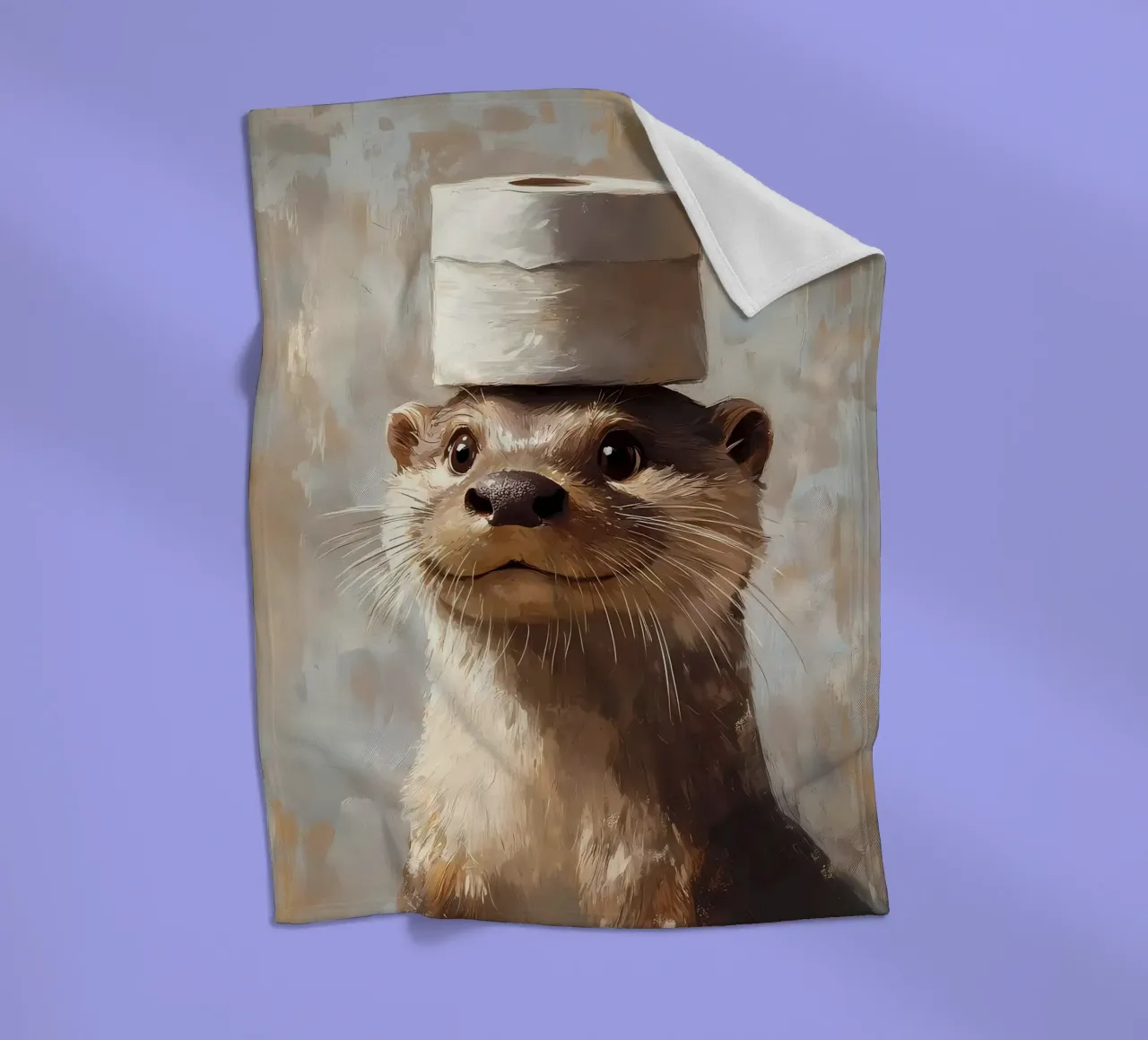 Lontra con cappello di carta igienica coperta in pile da Ginnery