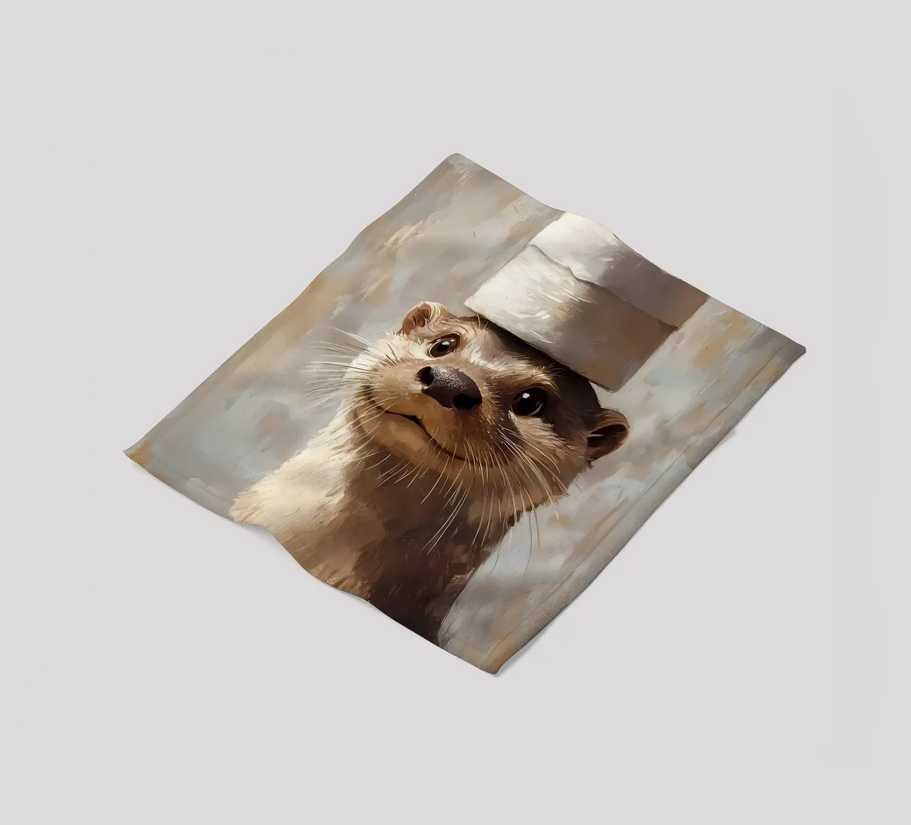 Lontra con cappello di carta igienica coperta in pile da Ginnery