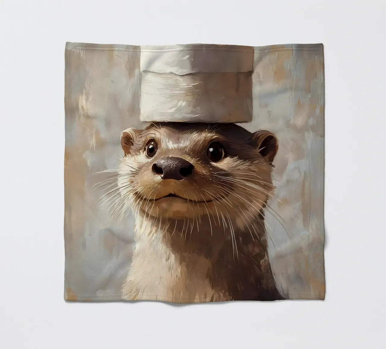 Lontra con cappello di carta igienica coperta in pile da Ginnery