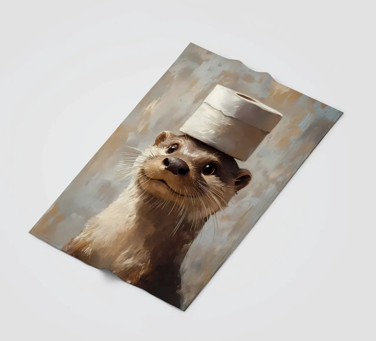 Lontra con cappello di carta igienica coperta in pile da Ginnery
