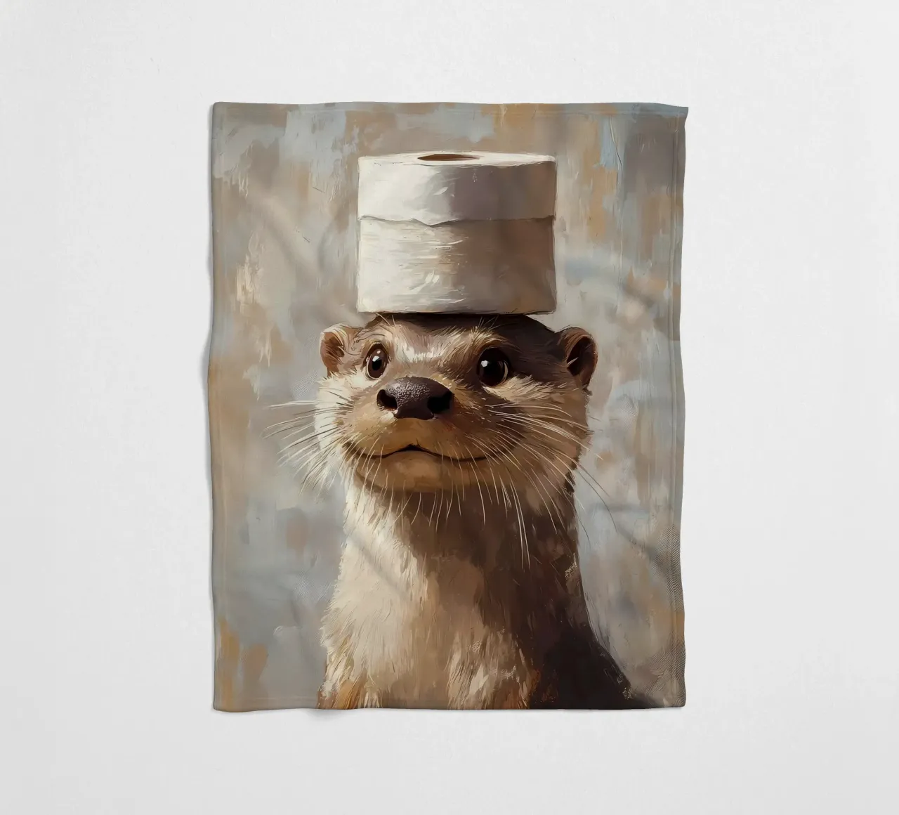 Lontra con cappello di carta igienica coperta in pile da Ginnery