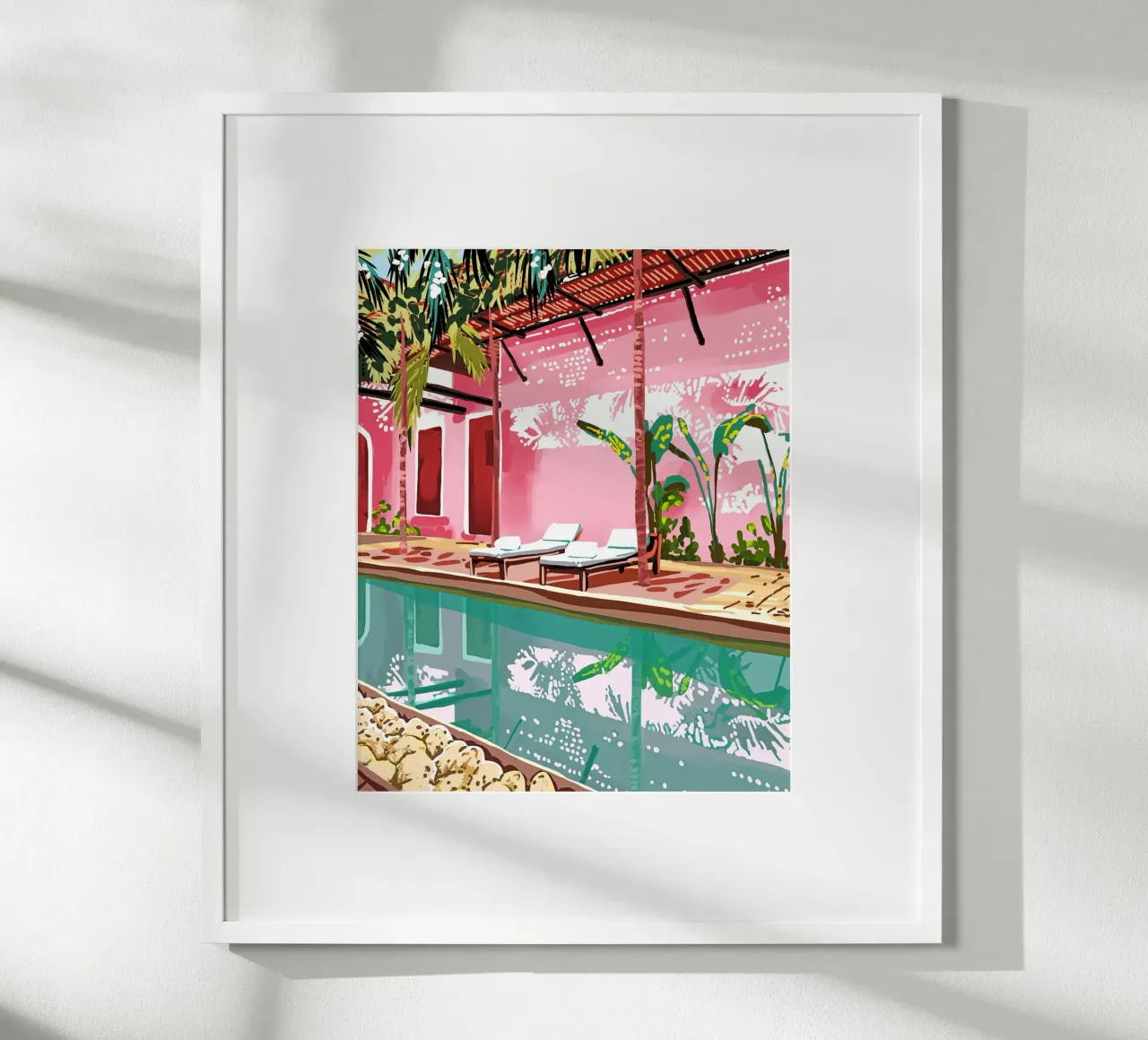 Villa Vacay Architettura Edificio rosa tropicale poster da 83oranges
