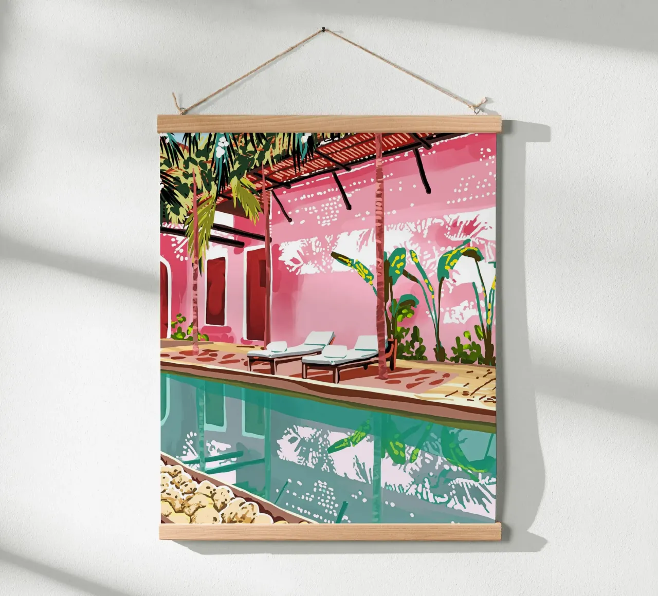 Villa Vacay Architettura Edificio rosa tropicale poster da 83oranges