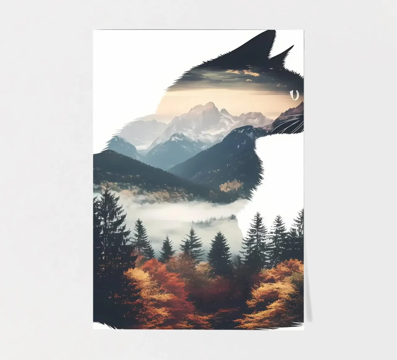 Paysage de la montagne du chat planche autocollant de Ginnery