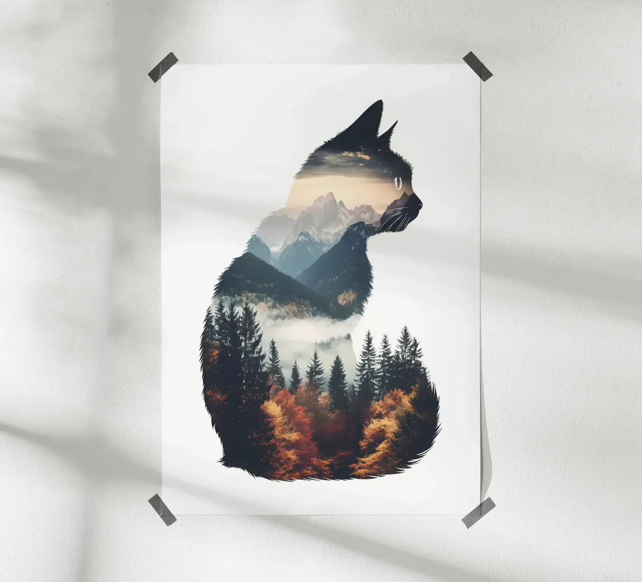 Paesaggio del Monte Gatto poster con telaio in legno da Ginnery