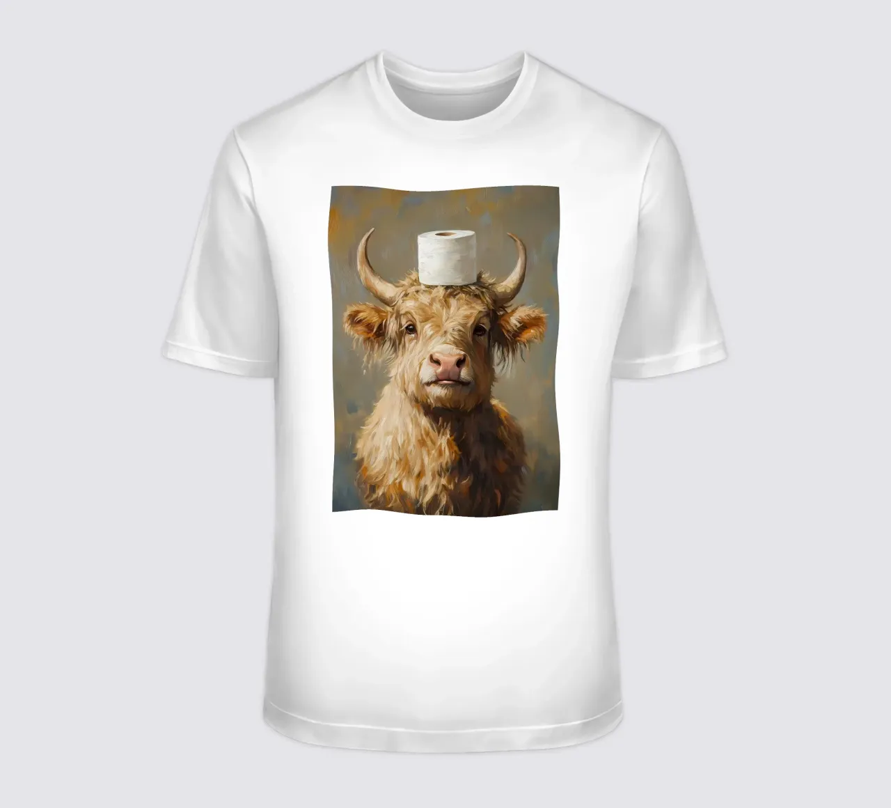 Mucca Highland con carta igienica t-shirt da Ginnery
