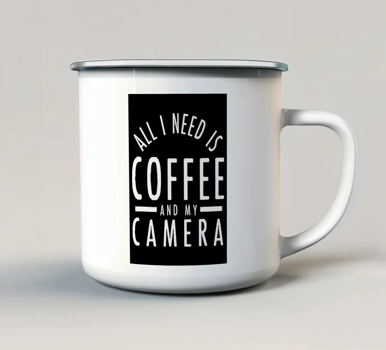 Koffie en mijn camera nodig emaille mok van Delaplane