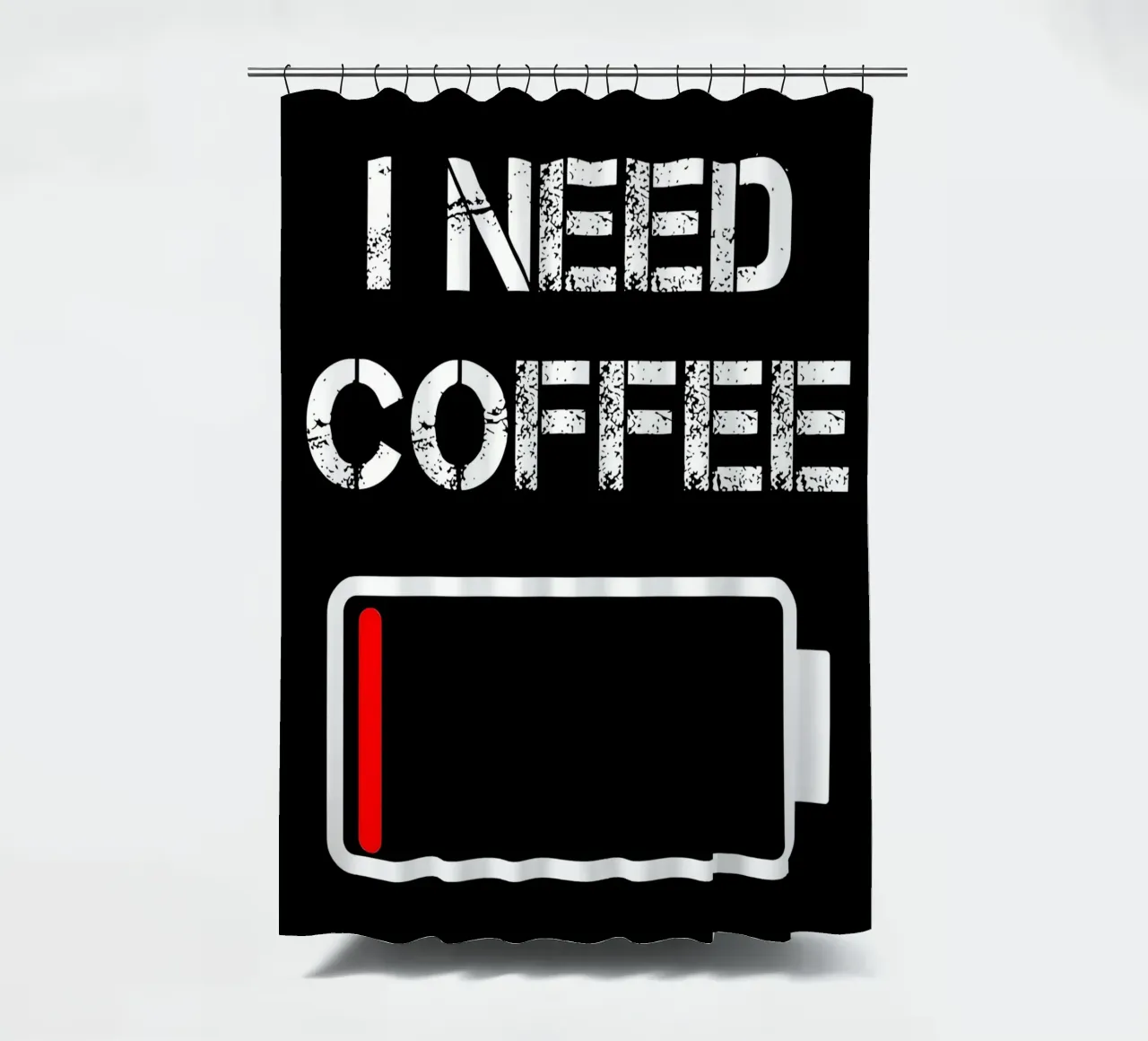 I Need Coffee Funny Coffee shower curtain by Delaplane