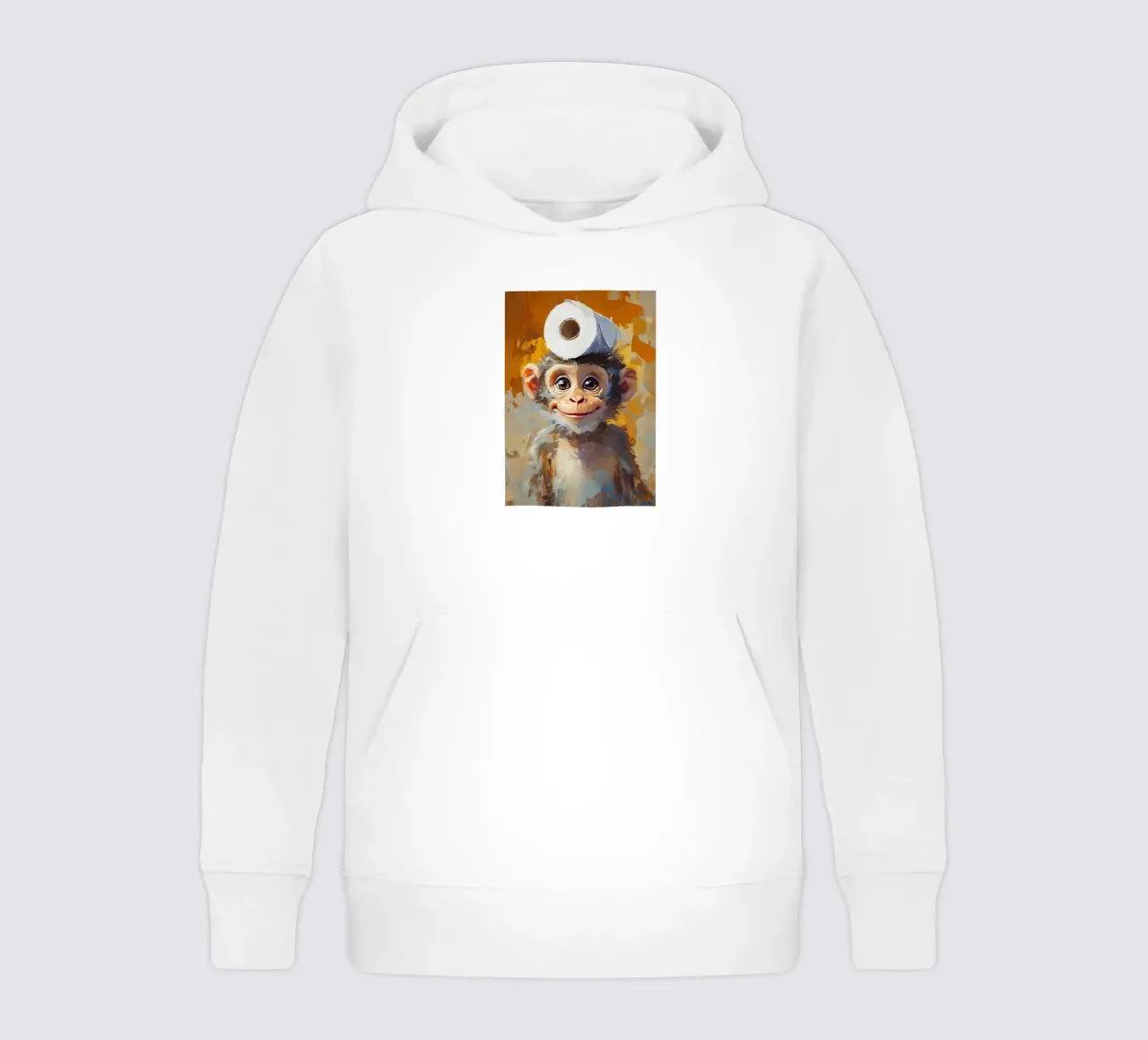 Monkey with Toilet Paper Hat kids hoodie by Ginnery
