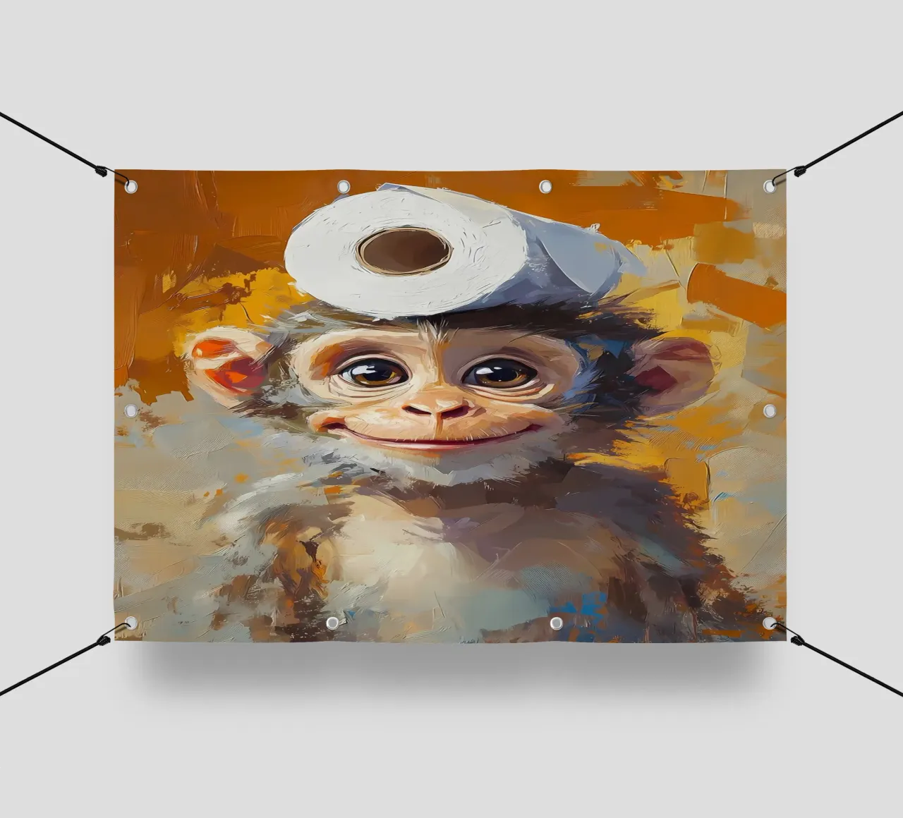 Monkey with Toilet Paper Hat pvc cover by Ginnery