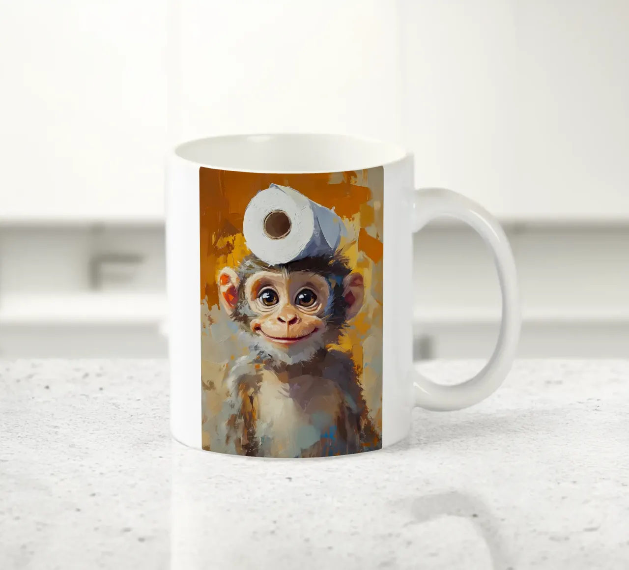 Scimmia con cappello di carta igienica tazza in ceramica da Ginnery