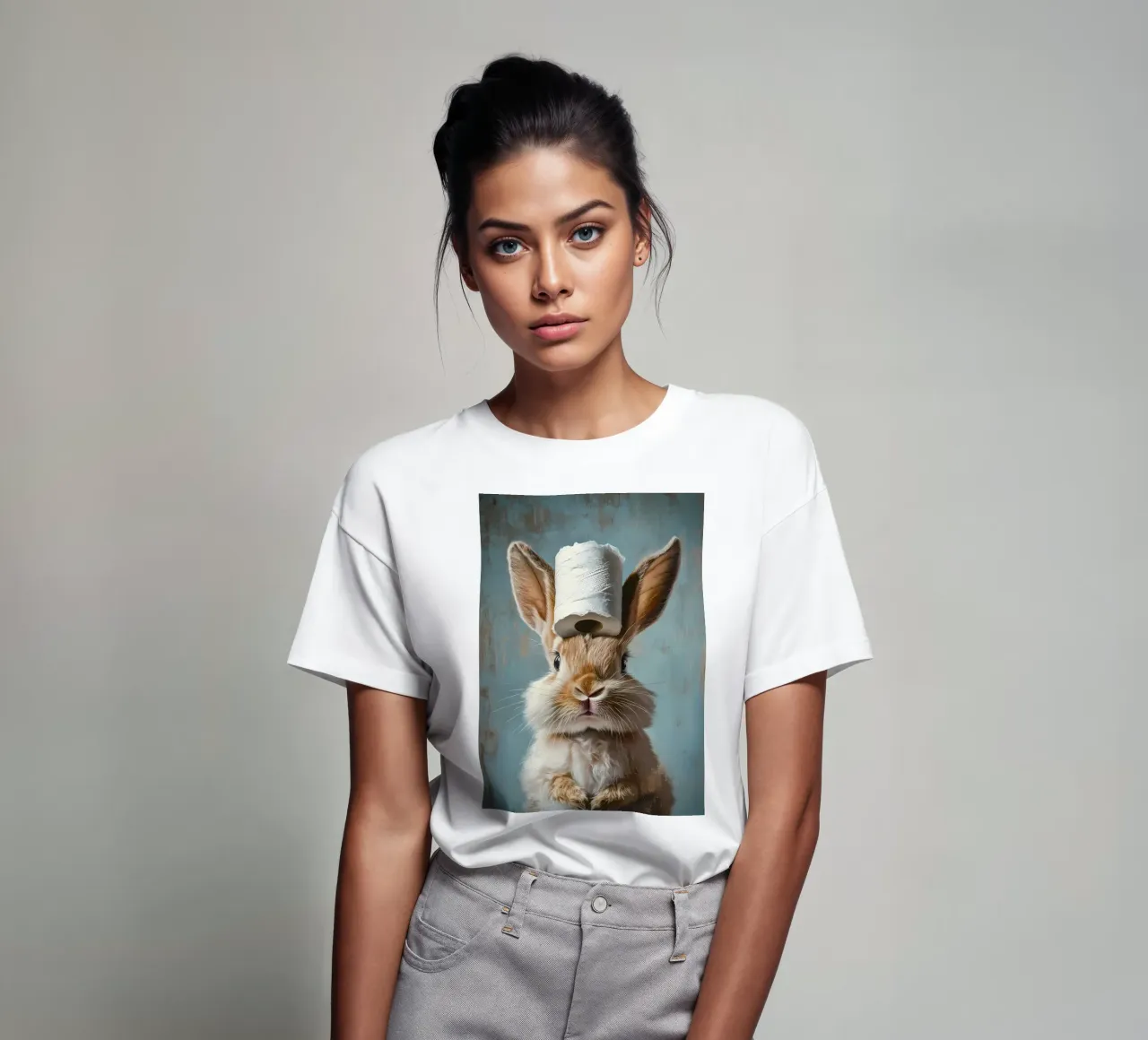 Bunny with Toilet Paper t-shirt by Ginnery