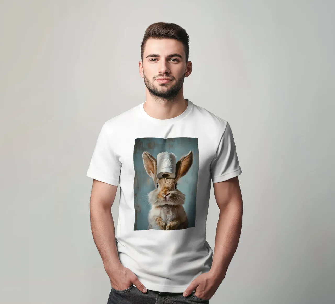 Bunny with Toilet Paper t-shirt by Ginnery