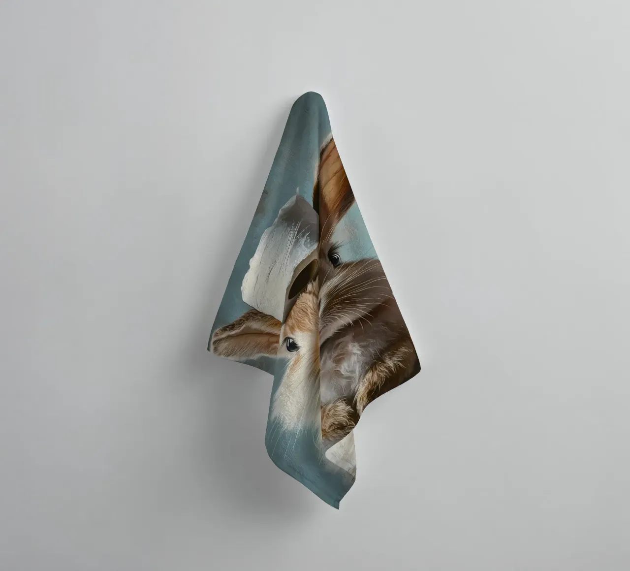 Konijntje met wc-papier badhanddoek van Ginnery