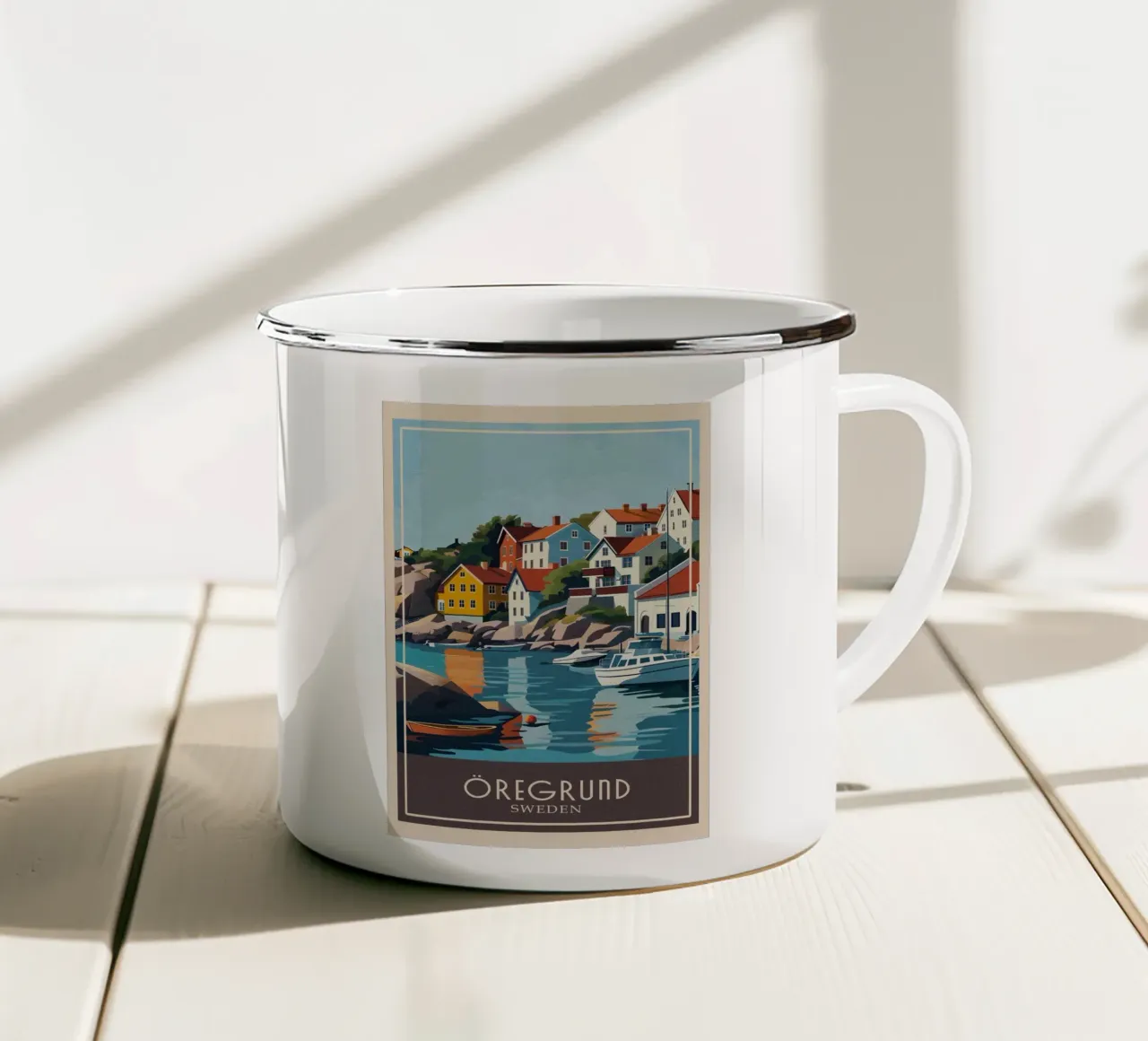 Öregrund city tazza in smalto da Travelstudio