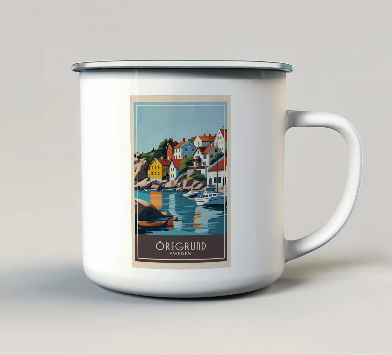 Öregrund city tazza in smalto da Travelstudio
