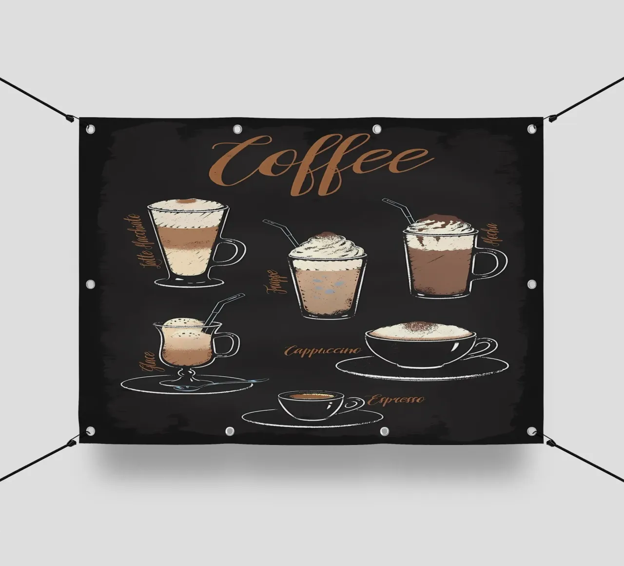 Guide du café Mime amusant bâche pvc de Eames