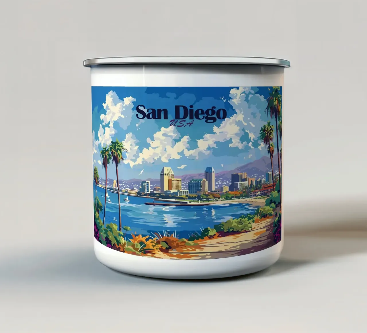 Paesaggio urbano di San Diego tazza in smalto da Ginnery