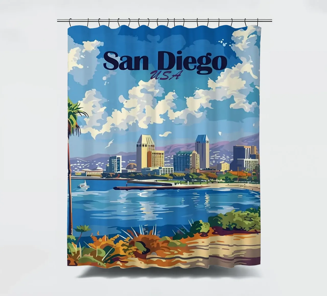 Paesaggio urbano di San Diego tenda da doccia da Ginnery
