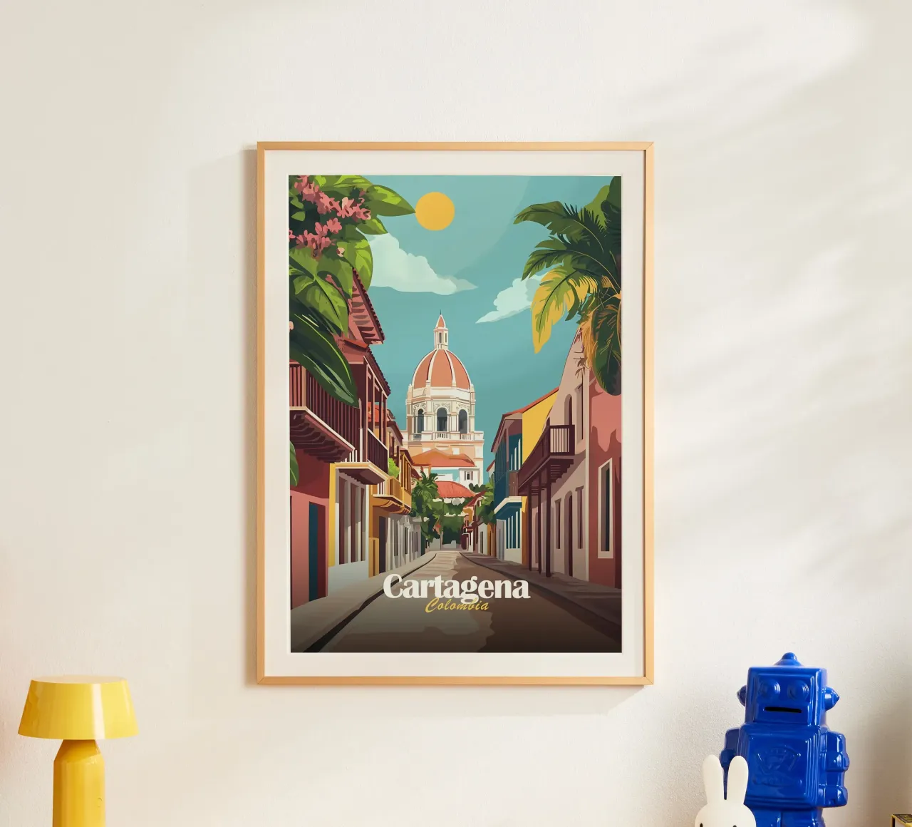 Cartagena, Colombia Straatbeeld poster met aluminium frame van Ginnery