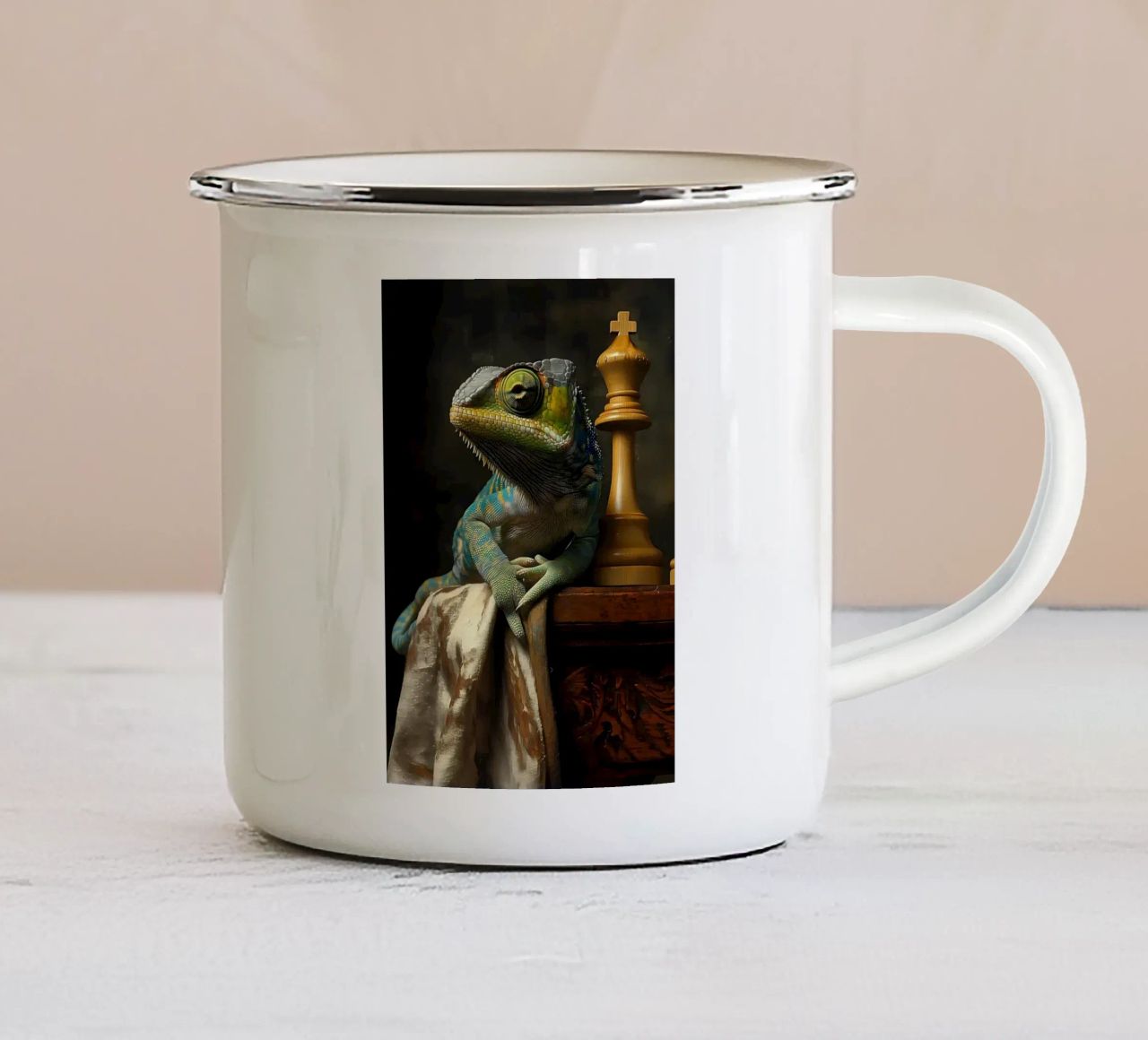 Scacchiera del tempo tazza in smalto da Stylianos