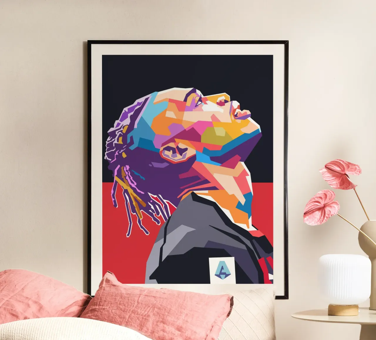 Stile artistico di Rafael Leao WPAP poster con telaio in legno da Hantamrata