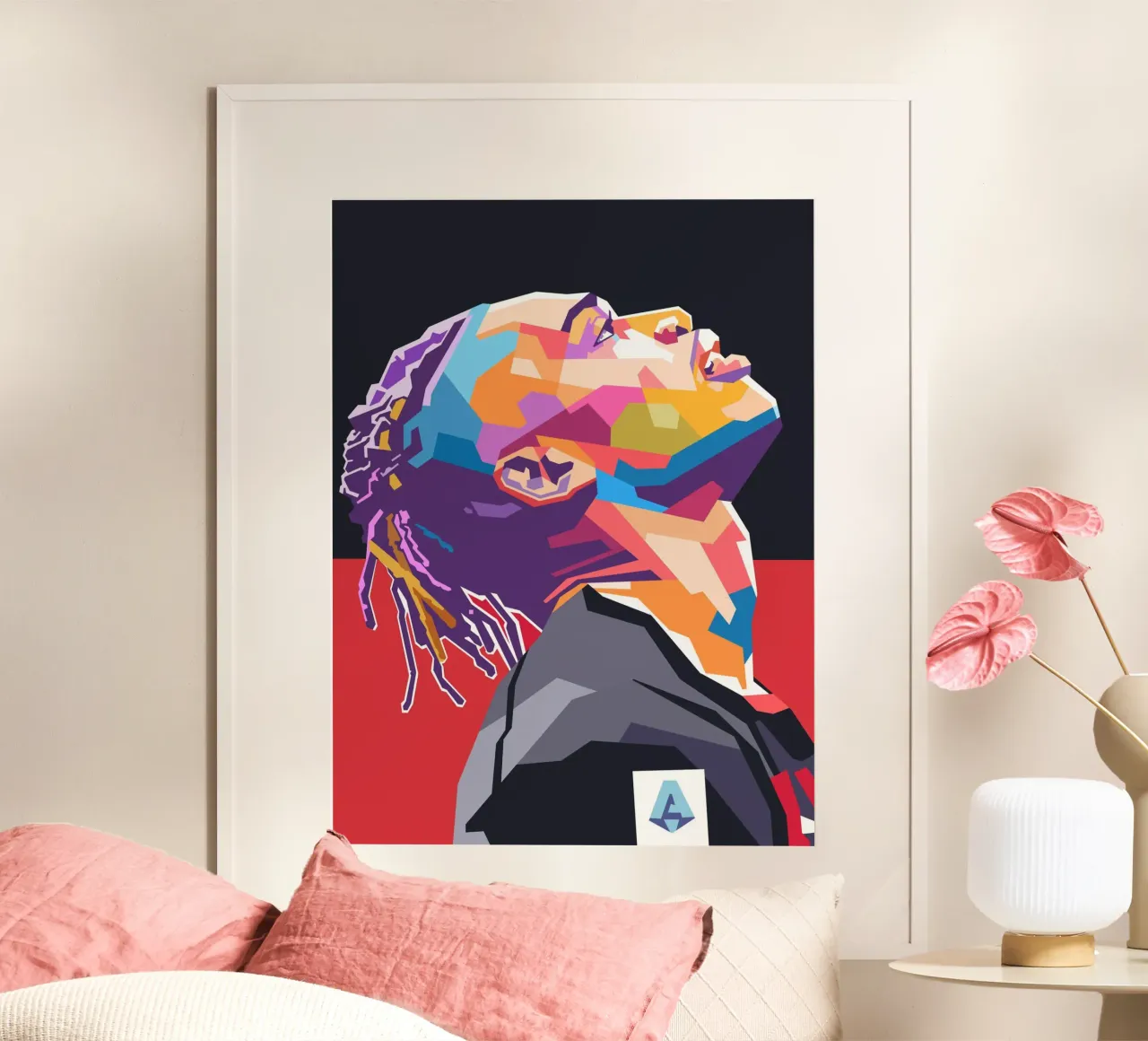 Stile artistico di Rafael Leao WPAP poster con telaio in legno da Hantamrata