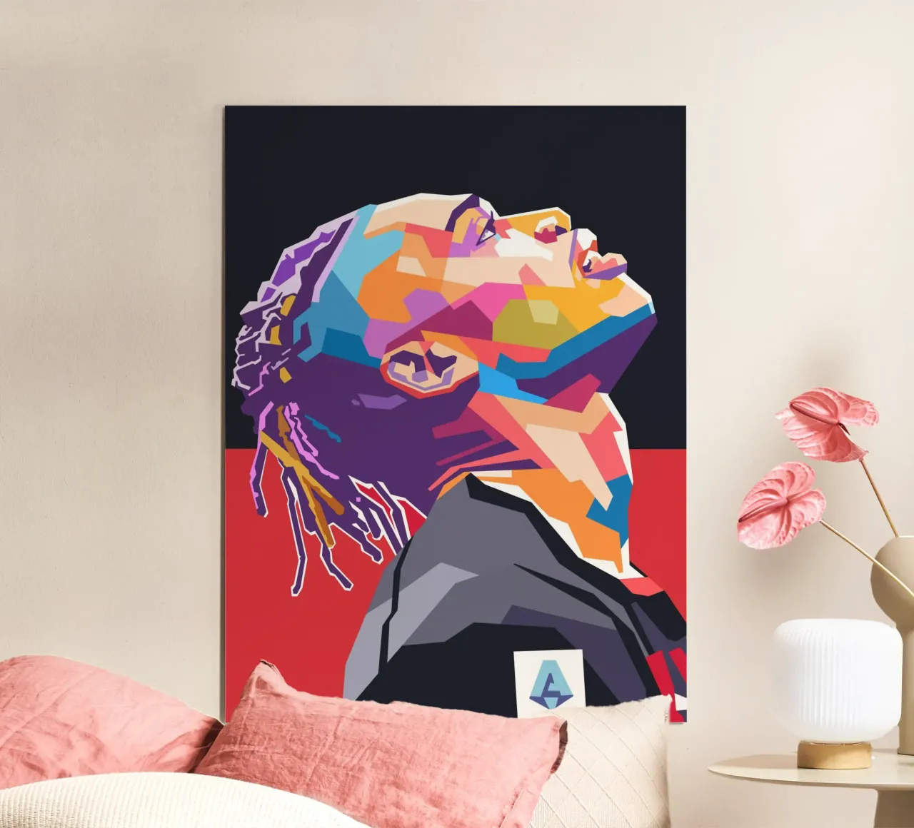Stile artistico di Rafael Leao WPAP poster con telaio in legno da Hantamrata