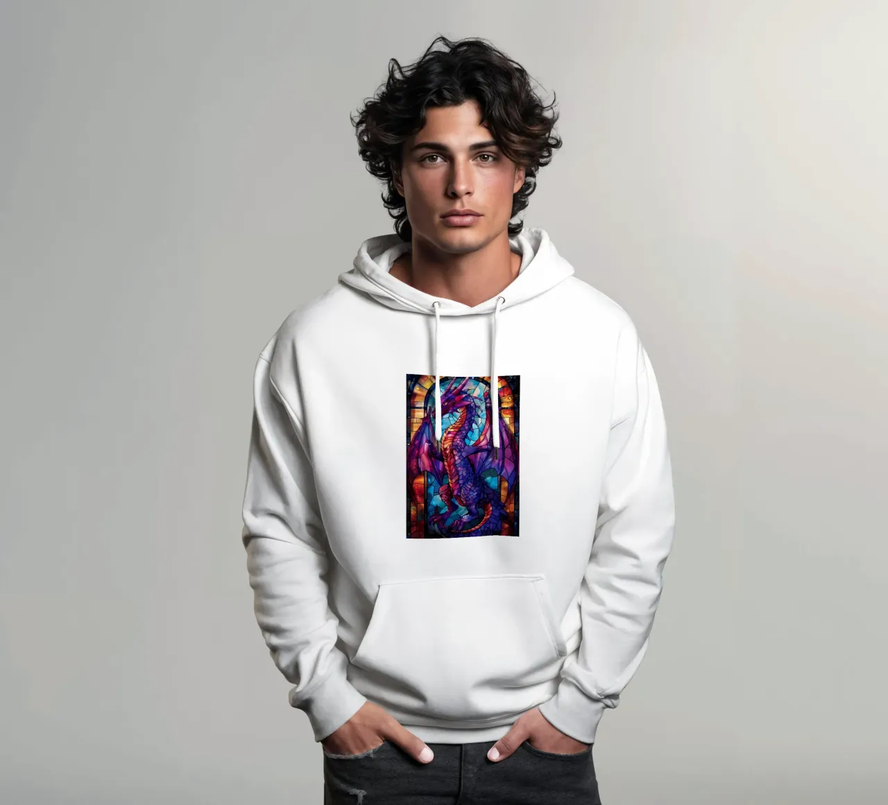 Drago in vetro colorato felpa con cappuccio da Mikesell
