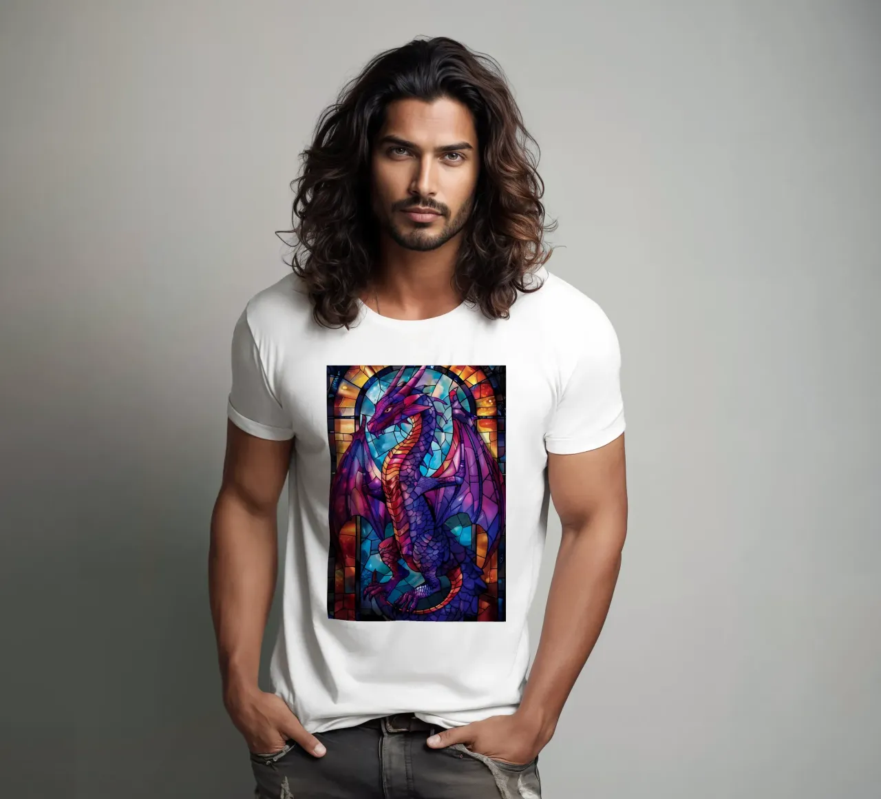 Drago in vetro colorato t-shirt da Mikesell
