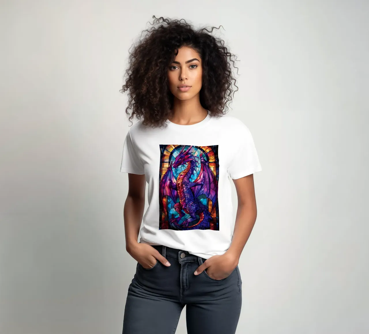 Drago in vetro colorato t-shirt da Mikesell