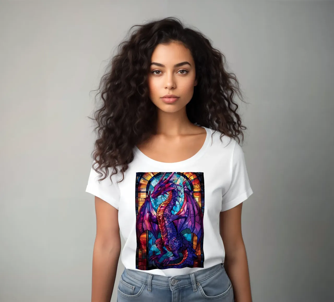 Drago in vetro colorato t-shirt da donna da Mikesell